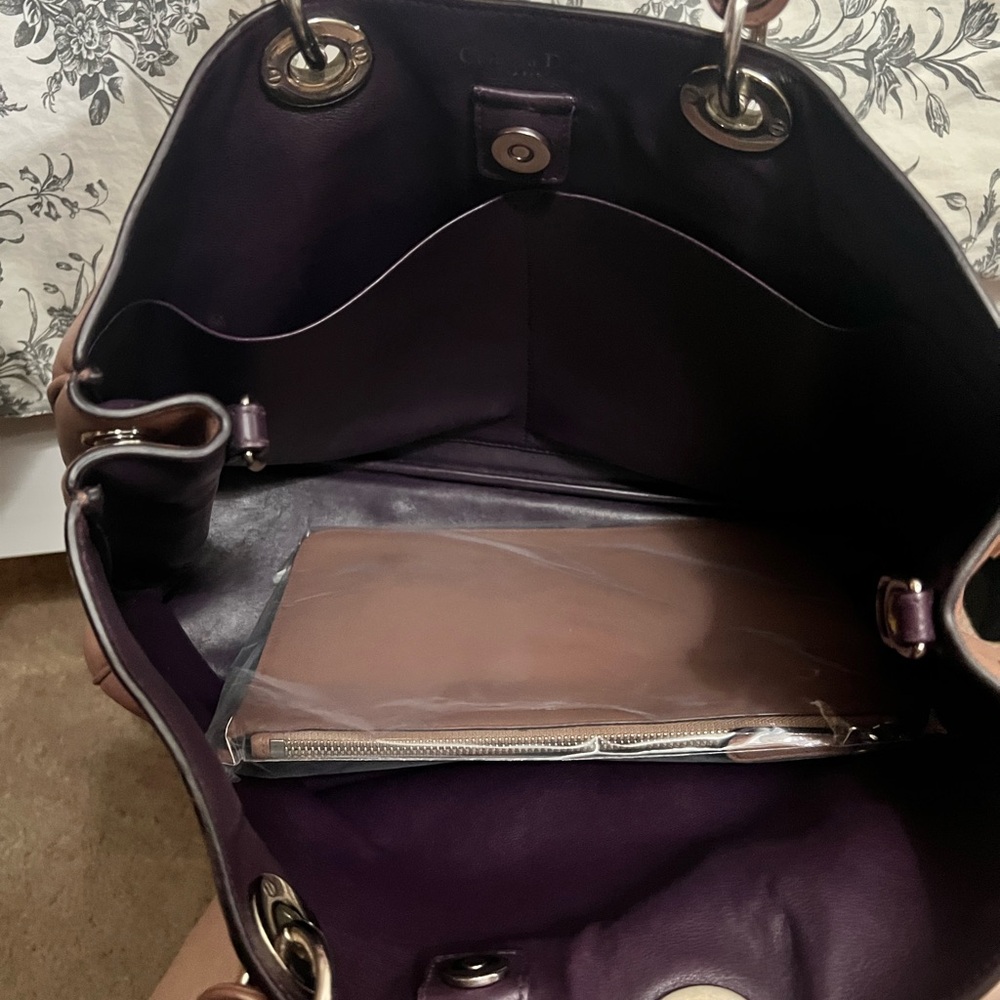 Christian Dior large Diorissimo Leather Satchel Dusty Rose-Taupe removable pouch - Picture 6 of 16